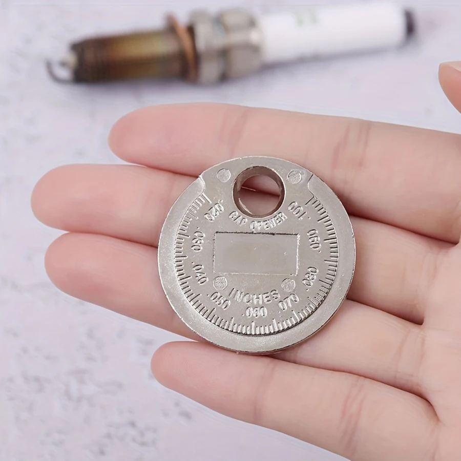 2PC 0.6-2.4mm Range Coin-Type Spark Plug Gage Gap Tool Feeler Spark Plug Gap Measurement Tool