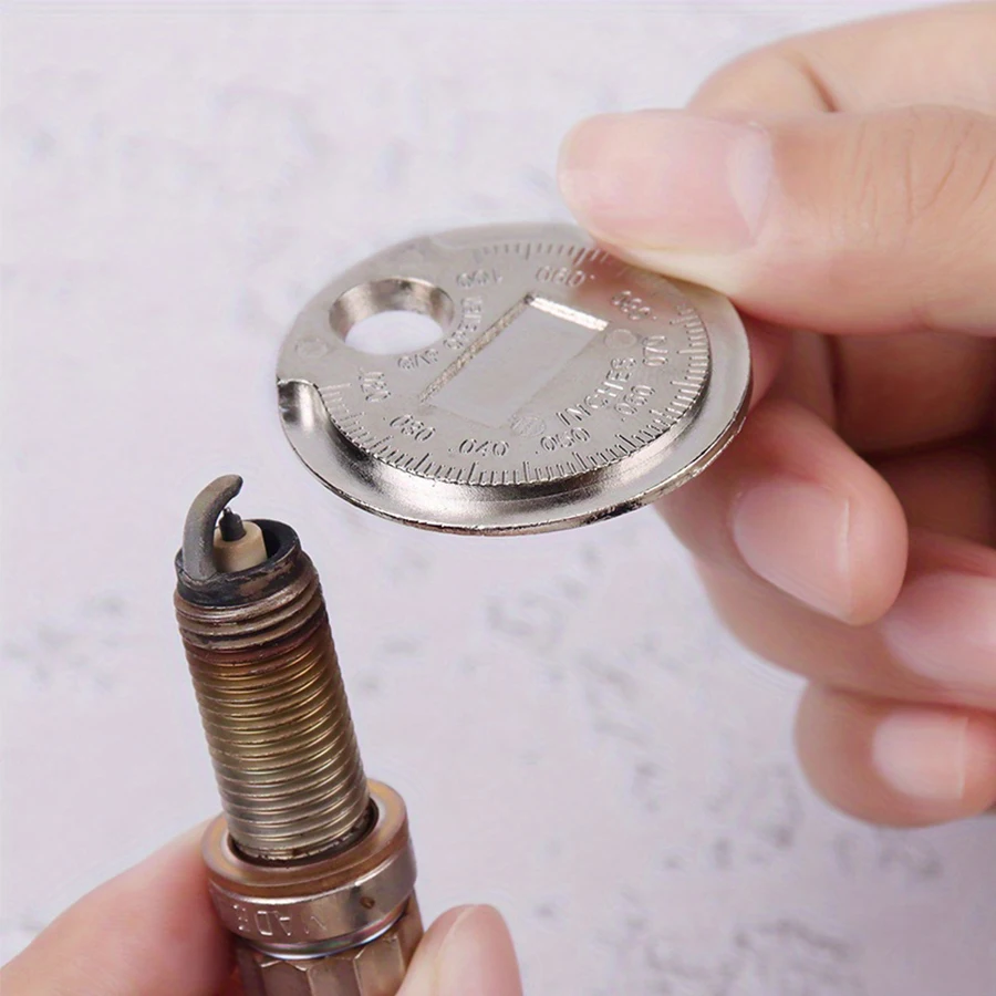 2PC 0.6-2.4mm Range Coin-Type Spark Plug Gage Gap Tool Feeler Spark Plug Gap Measurement Tool