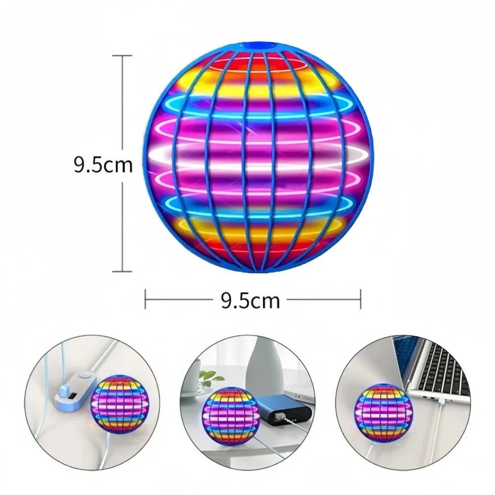 Flying Ball Children's Hand Controlled Color LED Cosmic Globe 360 °Rotating Suspension Ball Suitable for Indoor and Outdoor Toy