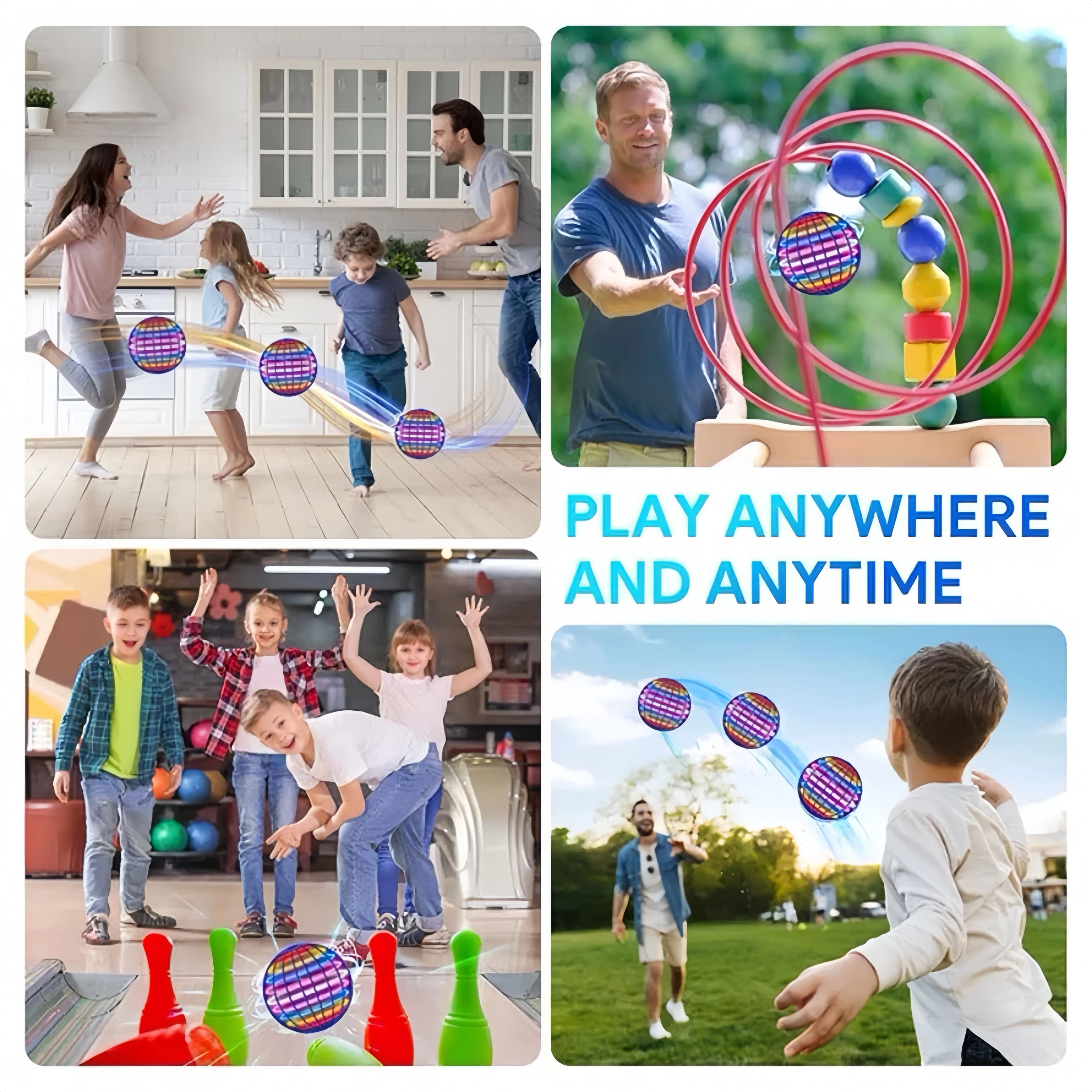 Flying Ball Children's Hand Controlled Color LED Cosmic Globe 360 °Rotating Suspension Ball Suitable for Indoor and Outdoor Toy