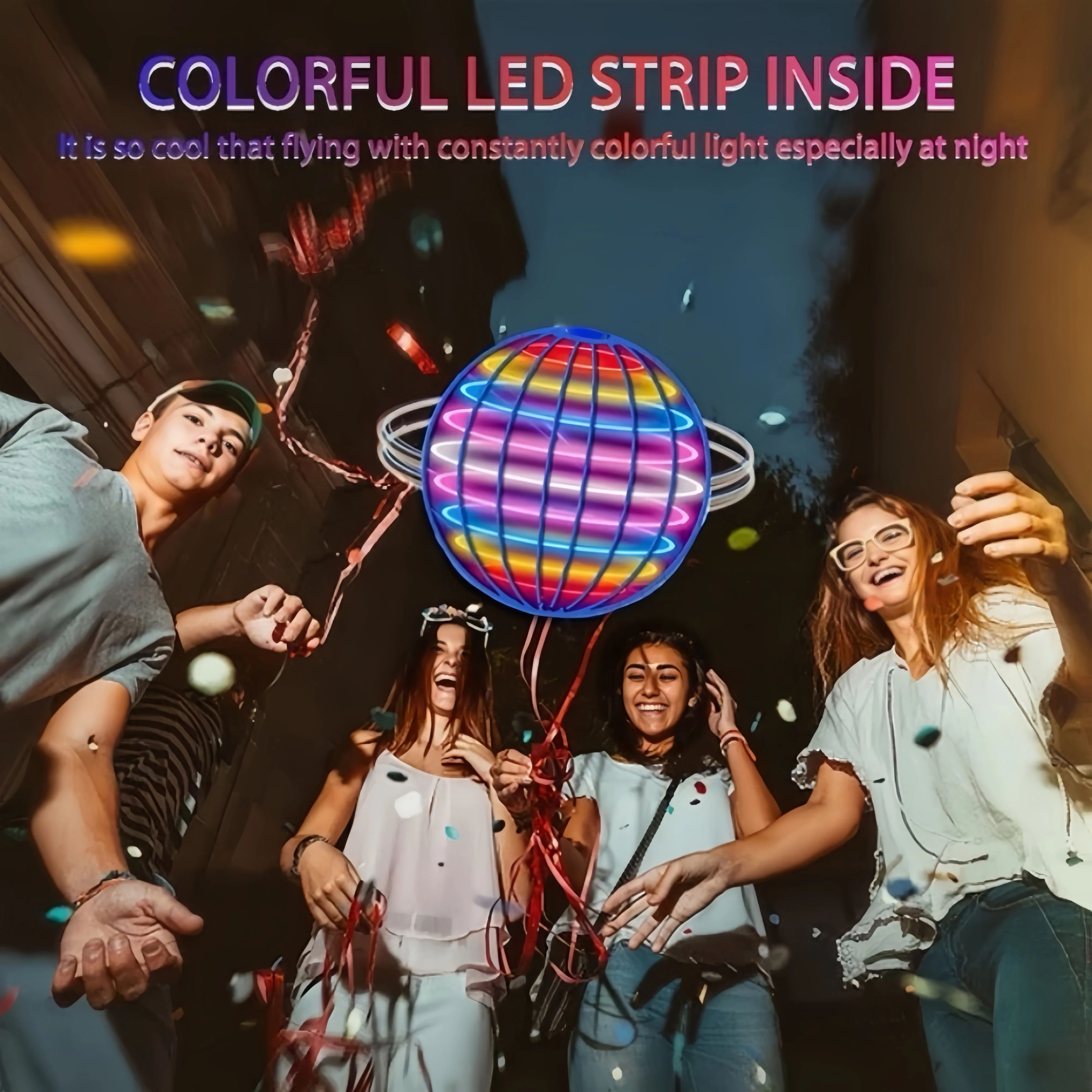 Flying Ball Children's Hand Controlled Color LED Cosmic Globe 360 °Rotating Suspension Ball Suitable for Indoor and Outdoor Toy