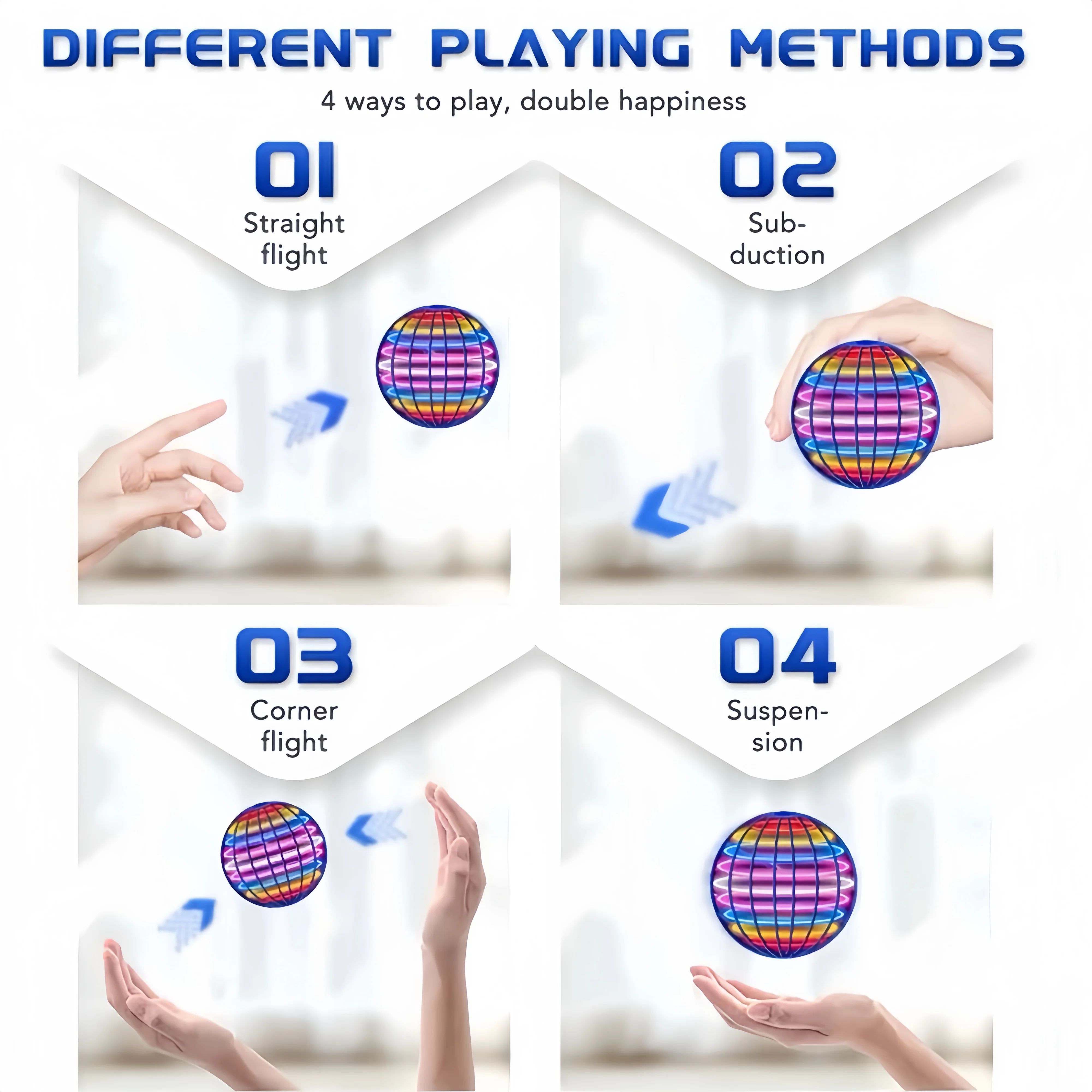 Flying Ball Children's Hand Controlled Color LED Cosmic Globe 360 °Rotating Suspension Ball Suitable for Indoor and Outdoor Toy
