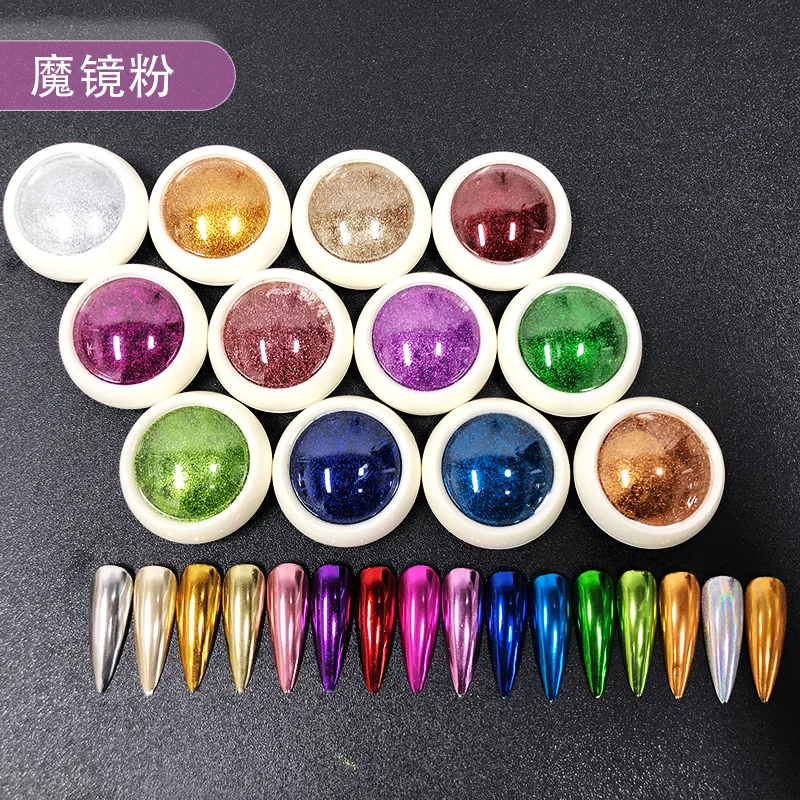 1PCS Nail Mirror Chrome Shimmer Glitter Holographic Colorful Dust Metallic Effect Pigment Powder ForUV Gel Polish Nail Art Decoration