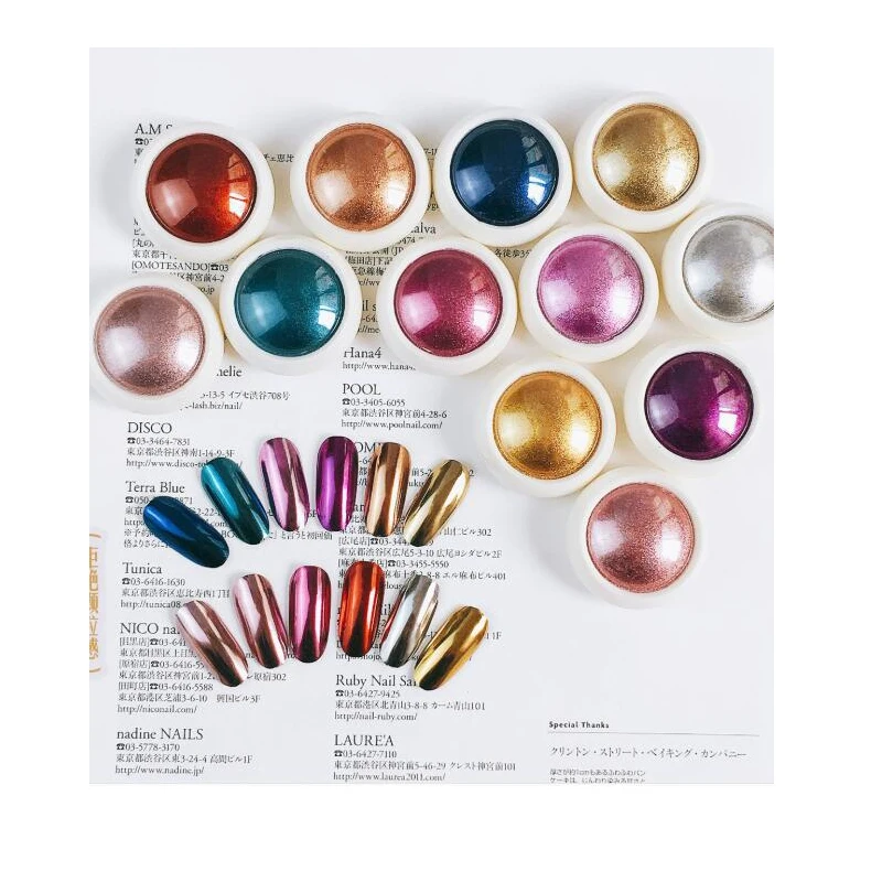 1PCS Nail Mirror Chrome Shimmer Glitter Holographic Colorful Dust Metallic Effect Pigment Powder ForUV Gel Polish Nail Art Decoration
