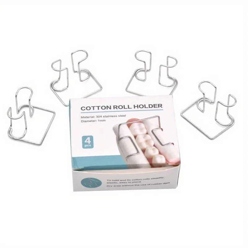 4pcs/Box Dental Moisture Clip Cotton Roll Orthodontic Stainless Steel Tool Holder Autoclavable Dental Material  Dental Care Kits