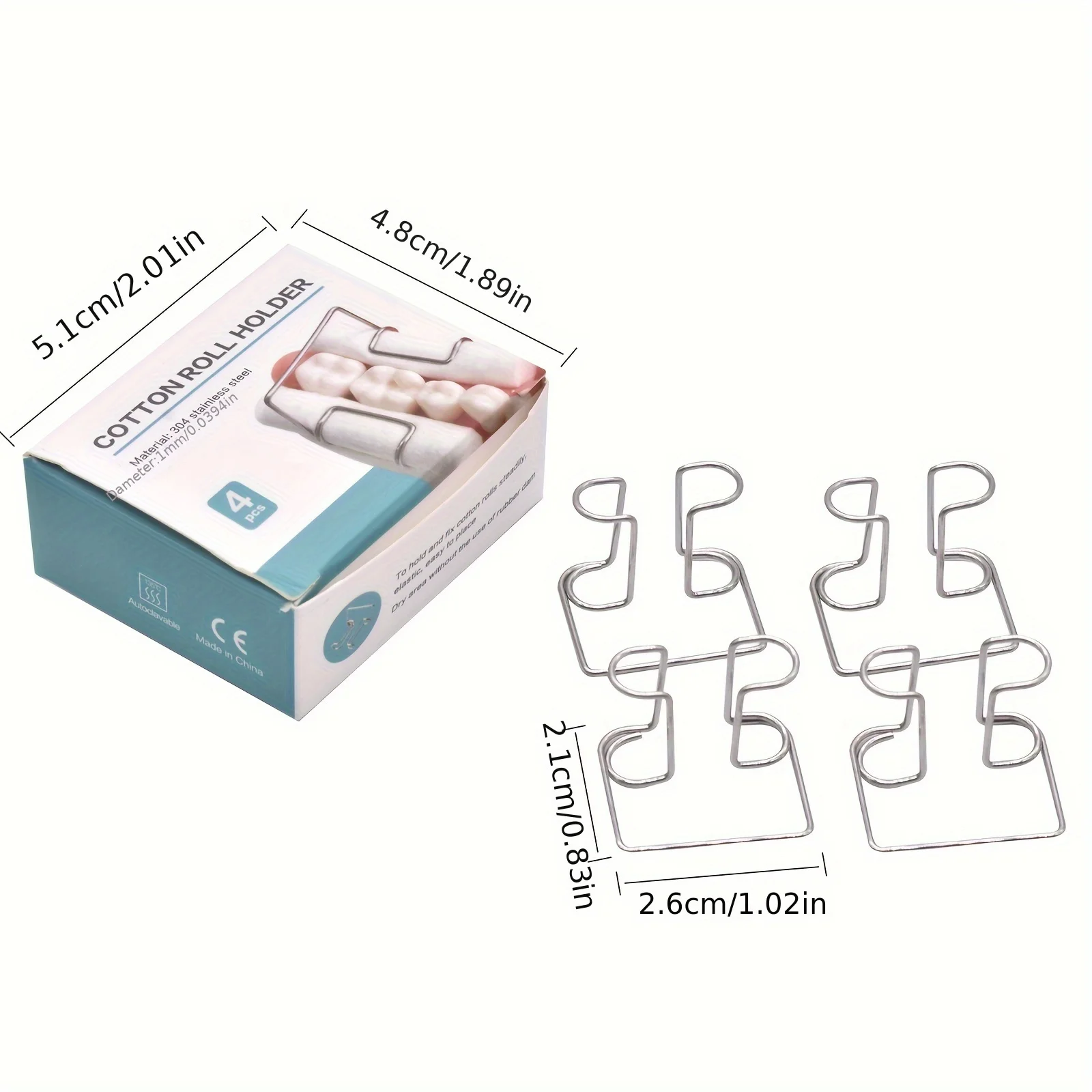 4pcs/Box Dental Moisture Clip Cotton Roll Orthodontic Stainless Steel Tool Holder Autoclavable Dental Material  Dental Care Kits