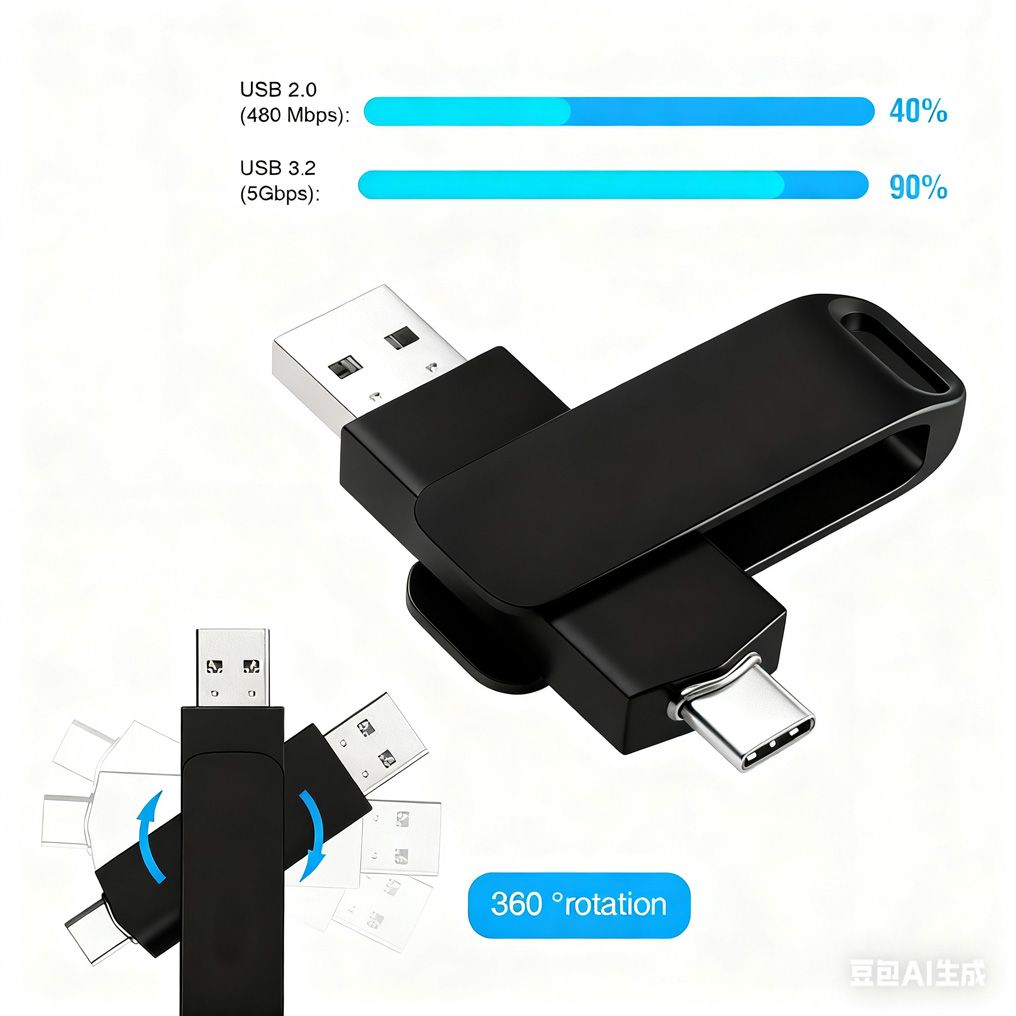 2in1 OTG 1TB USB3.2 Flash Drive Disk Metal Pen Drive Stick U Disk Flashdisk Pendrive USB+Type-C 1T Black
