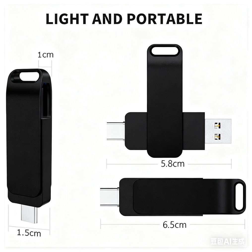 2in1 OTG 1TB USB3.2 Flash Drive Disk Metal Pen Drive Stick U Disk Flashdisk Pendrive USB+Type-C 1T Black