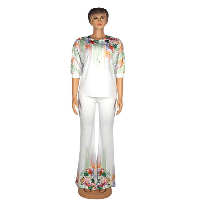 2024 Dashiki Traditional Clothing Two Piece Set Women Africaine Print Bodycon Dress Pants
