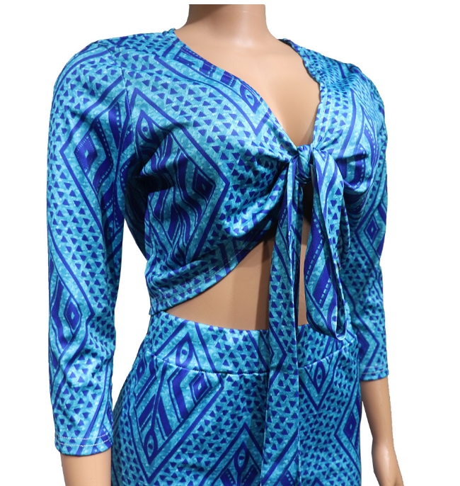2024 Dashiki Traditional Clothing Two Piece Set Women Africaine Print Bodycon Dress Pants