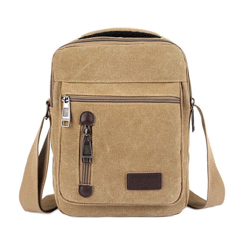 Canvas men's bag new casual shoulder bag lightweight and simple multi-layer men's handbag retro travel crossbody bag trendy