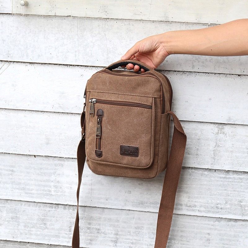 Canvas men's bag new casual shoulder bag lightweight and simple multi-layer men's handbag retro travel crossbody bag trendy