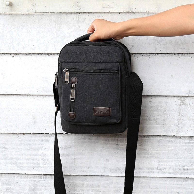 Canvas men's bag new casual shoulder bag lightweight and simple multi-layer men's handbag retro travel crossbody bag trendy