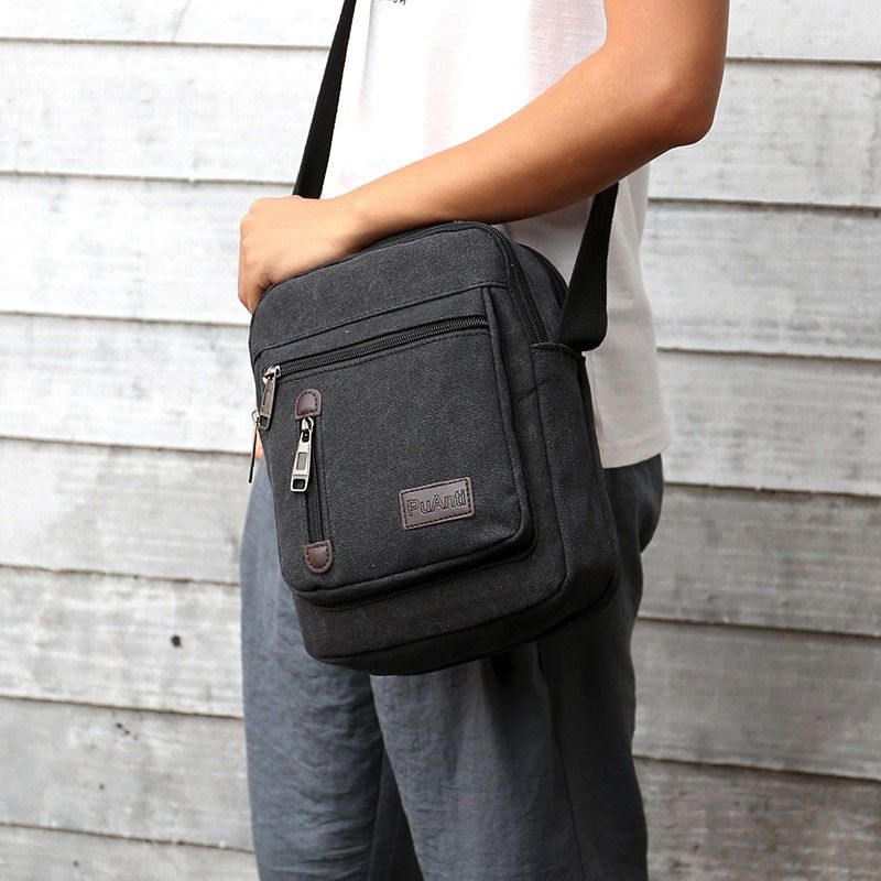Canvas men's bag new casual shoulder bag lightweight and simple multi-layer men's handbag retro travel crossbody bag trendy