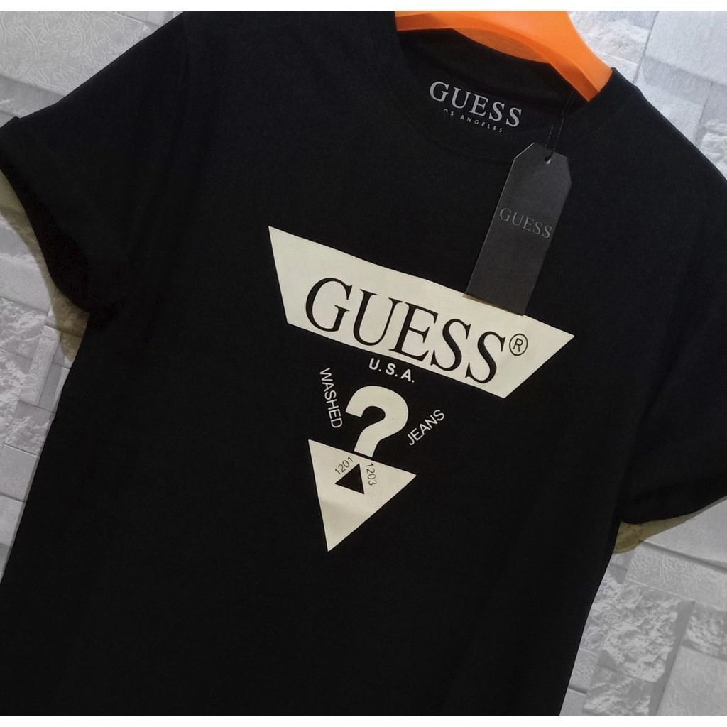 Guess summer fashion fashion print men's and women's cotton short-sleeved T-shirt