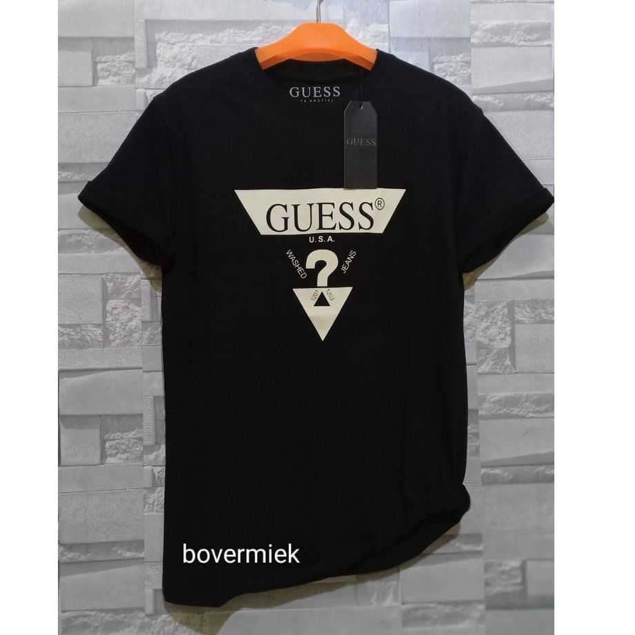 Guess summer fashion fashion print men's and women's cotton short-sleeved T-shirt