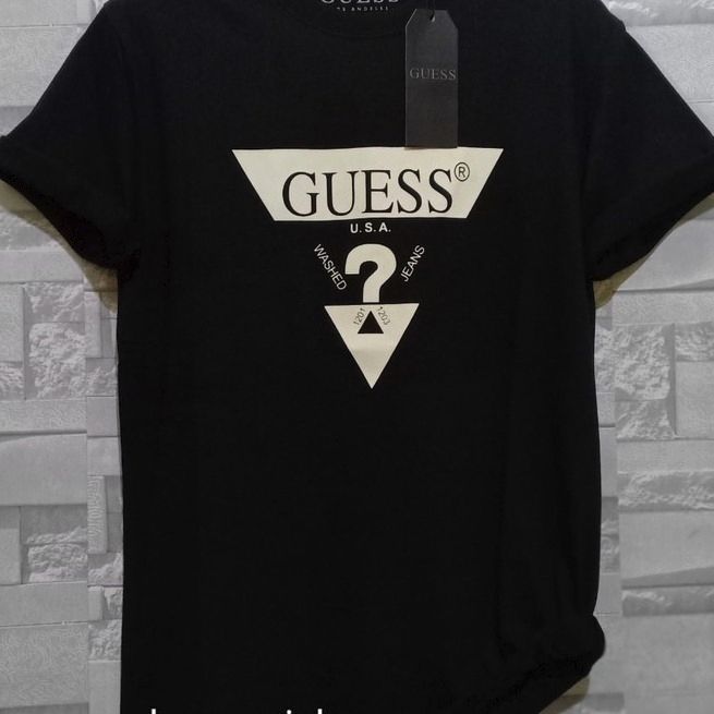 Guess summer fashion fashion print men's and women's cotton short-sleeved T-shirt
