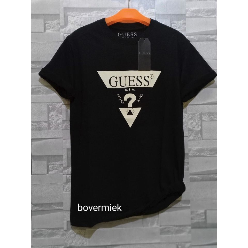 Guess summer fashion fashion print men's and women's cotton short-sleeved T-shirt