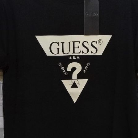 Guess summer fashion fashion print men's and women's cotton short-sleeved T-shirt