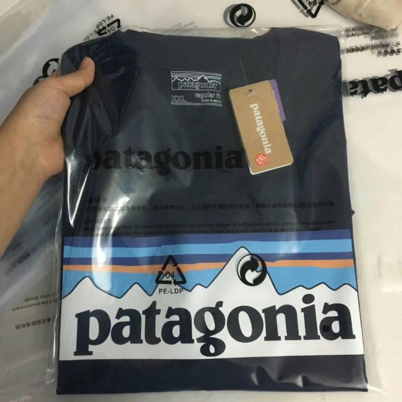 Patagonia Stock Bata Classic Mountain Map Letter Printing Round Neck Cotton Short Sleeve T-shirt for Men and Women