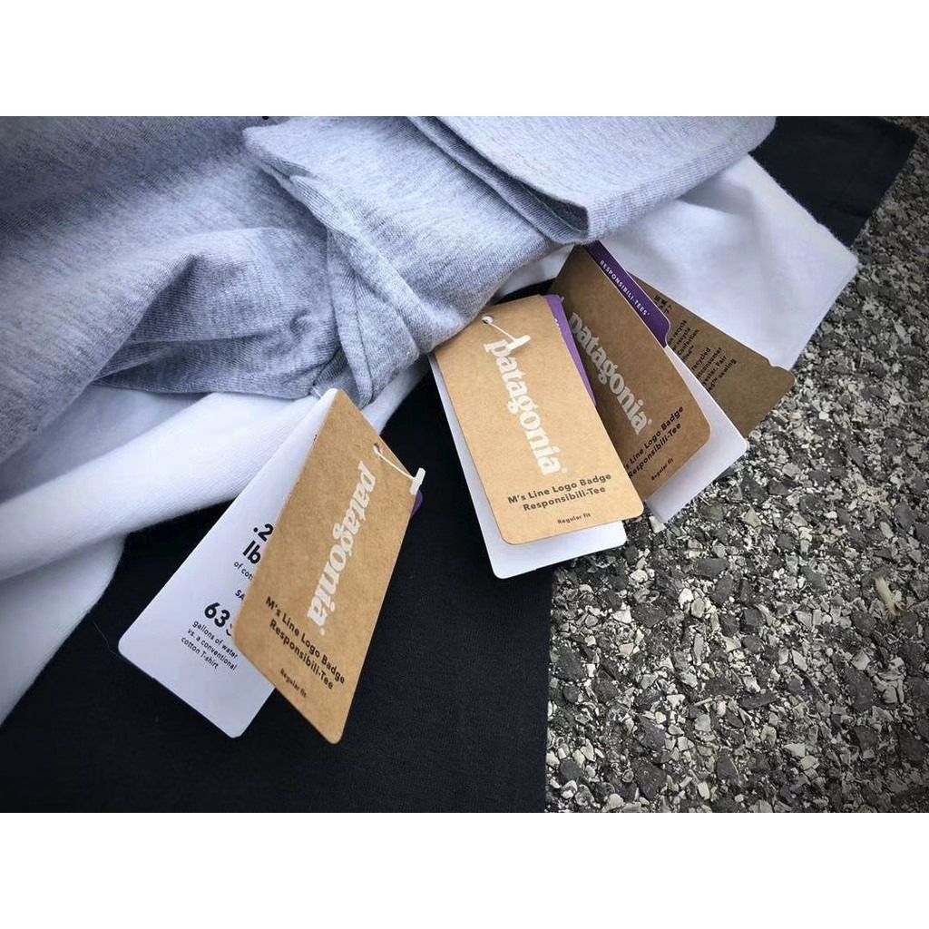 Patagonia Stock Bata Classic Mountain Map Letter Printing Round Neck Cotton Short Sleeve T-shirt for Men and Women