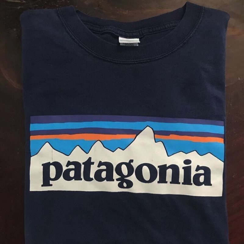 Patagonia Stock Bata Classic Mountain Map Letter Printing Round Neck Cotton Short Sleeve T-shirt for Men and Women