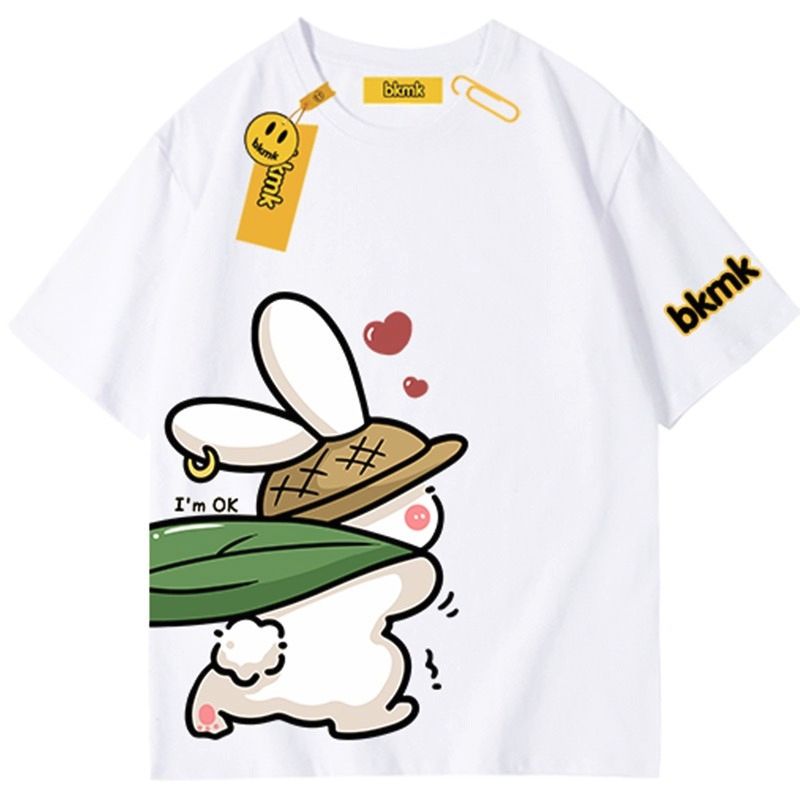 BKMK rabbit short sleeve T-shirt men's new summer new loose cotton couple clothes trendy brand print