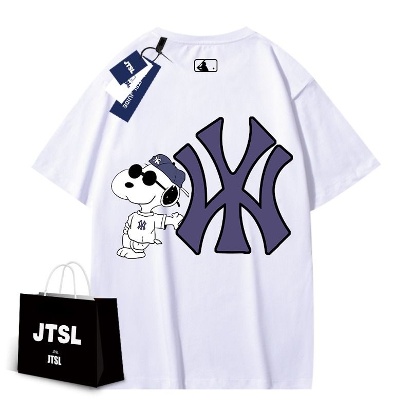 MBL Cartoon Print Short-sleeved T-shirt Men and Women Couples Round Neck Spring and Summer Graffiti Sports Tops High Street Cotton