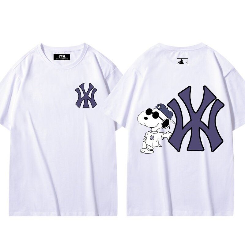 MBL Cartoon Print Short-sleeved T-shirt Men and Women Couples Round Neck Spring and Summer Graffiti Sports Tops High Street Cotton