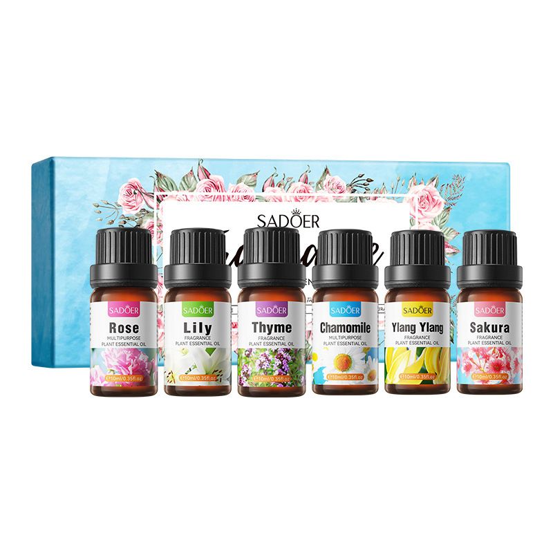 Fragrance Essential Oil Set,10ml*6pcs (Rose, Thyme, Chamomile, Lily, Ylang-Ylang, Sakura.