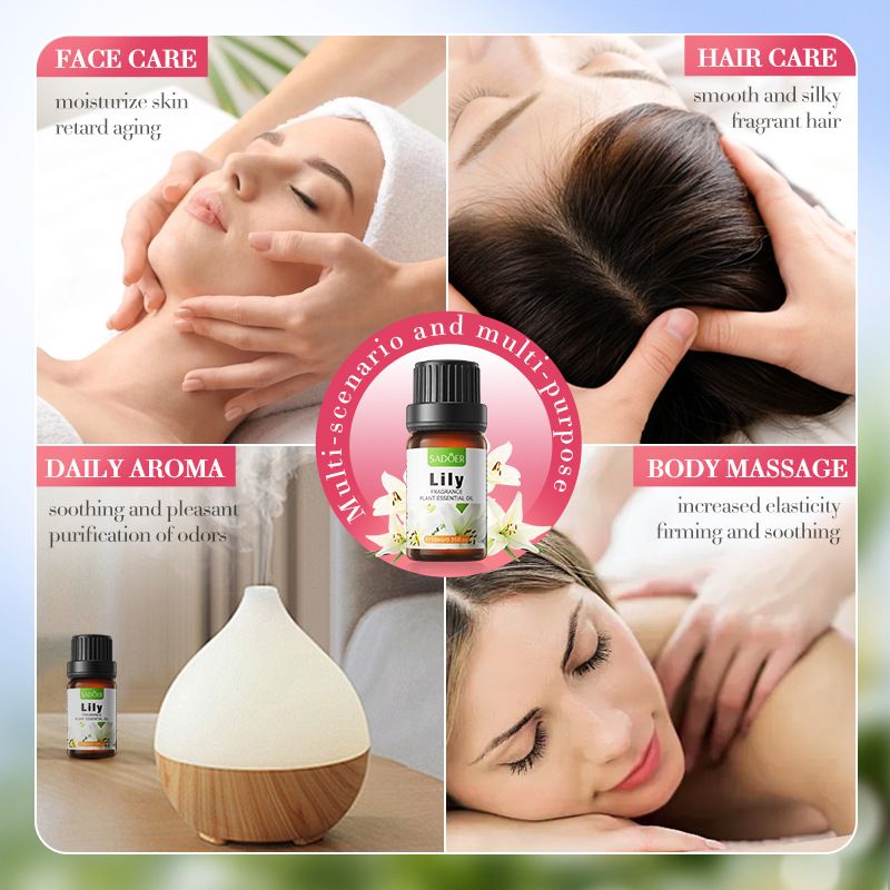 Fragrance Essential Oil Set,10ml*6pcs (Rose, Thyme, Chamomile, Lily, Ylang-Ylang, Sakura.
