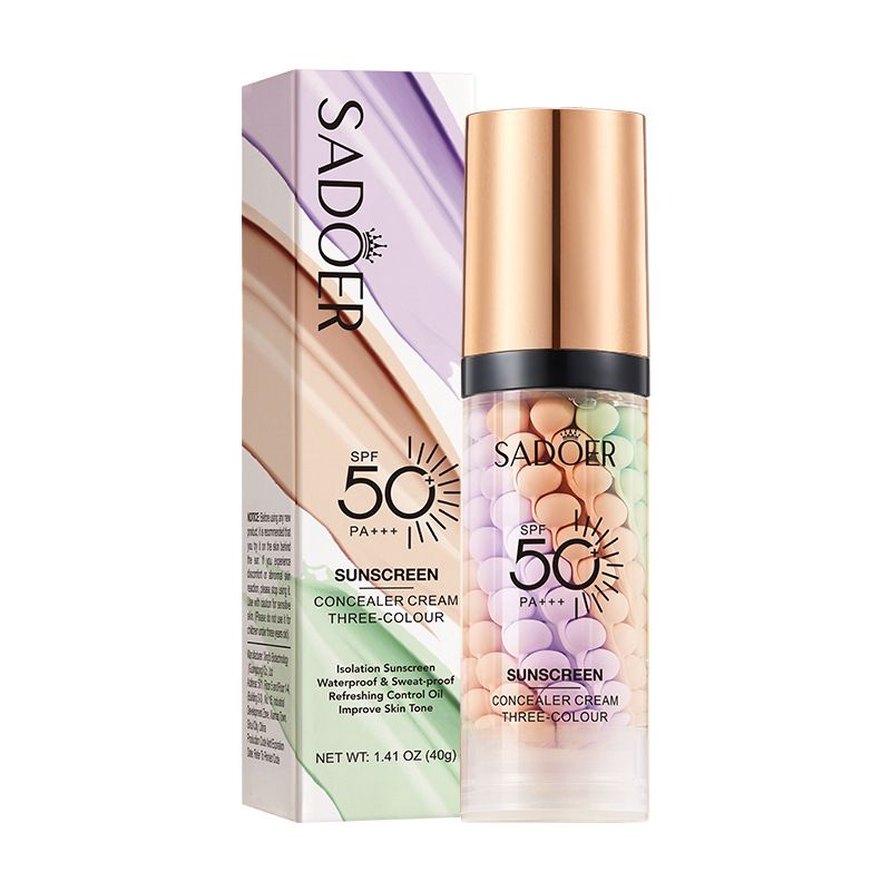 Three-Color Isolation/Concealer Sunscreen-SPF50,PA+++- Lightweight, Non-Greasy UV Protection Lotion