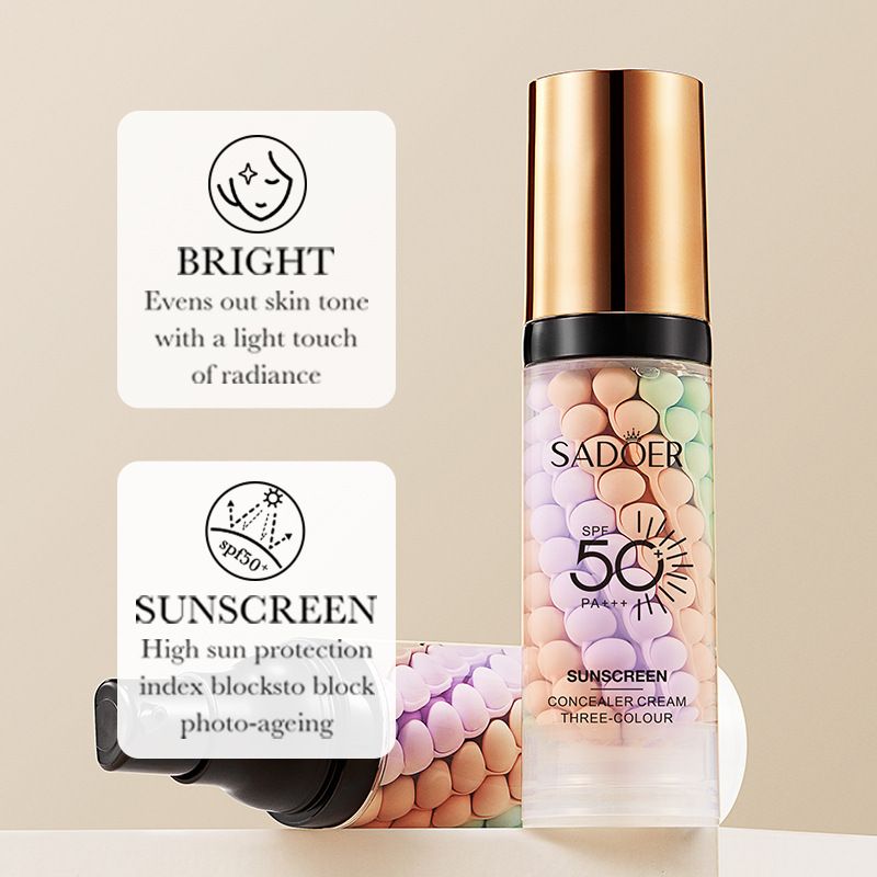 Three-Color Isolation/Concealer Sunscreen-SPF50,PA+++- Lightweight, Non-Greasy UV Protection Lotion