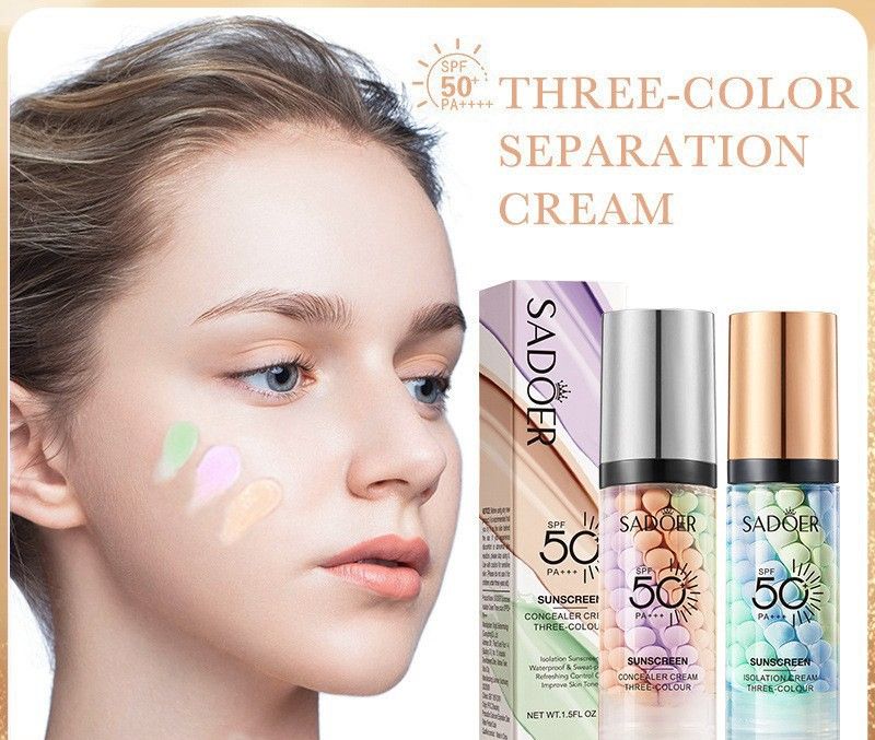 Three-Color Isolation/Concealer Sunscreen-SPF50,PA+++- Lightweight, Non-Greasy UV Protection Lotion