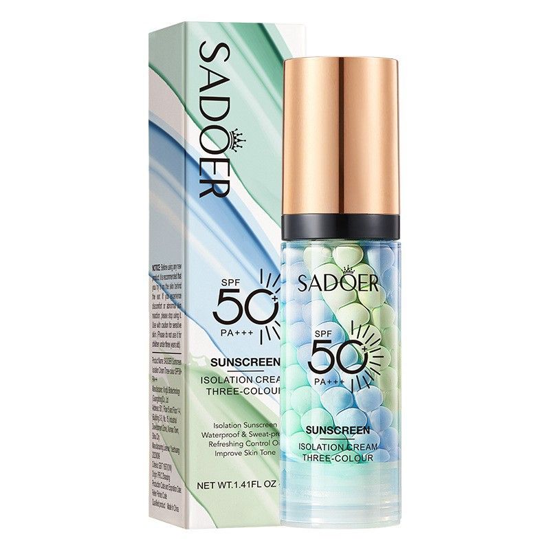 Three-Color Isolation/Concealer Sunscreen-SPF50,PA+++- Lightweight, Non-Greasy UV Protection Lotion