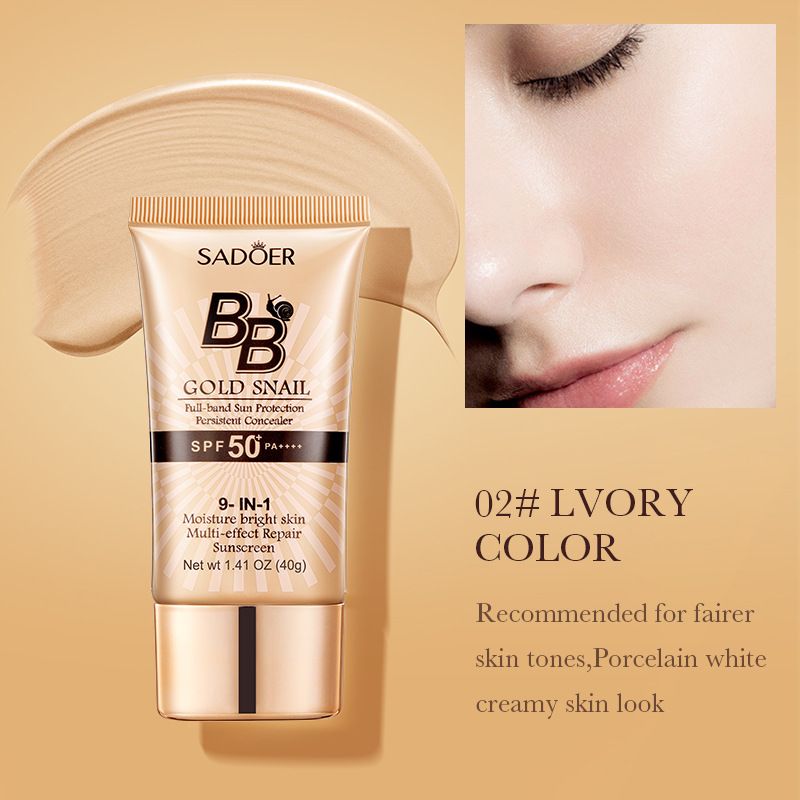 Golden Snail Sunscreen BB Cream – Foundation, Color Correcting, Concealing, Hydrating, and Moisturizing Primer
