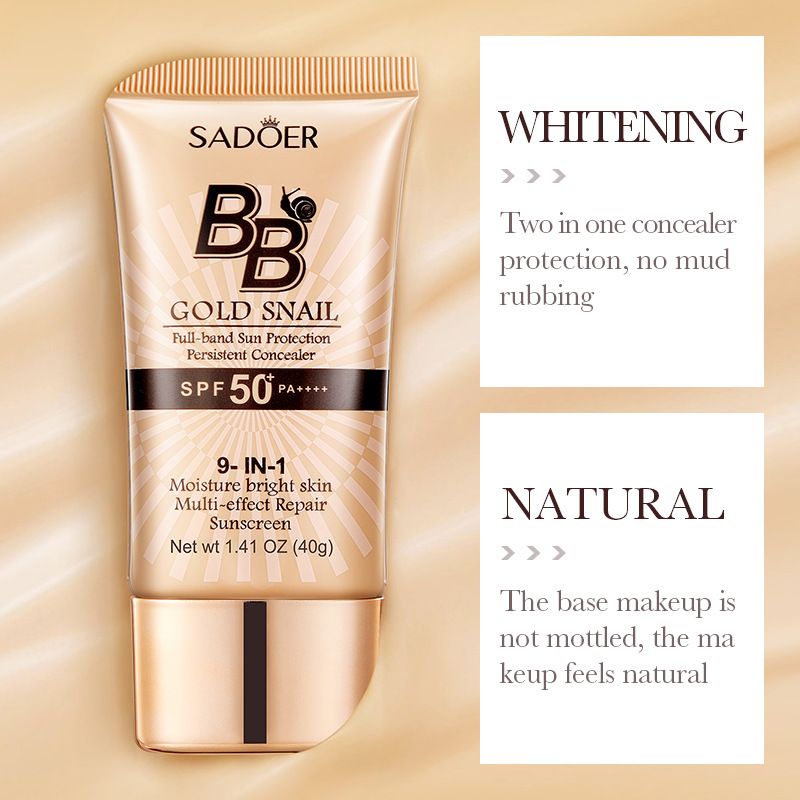 Golden Snail Sunscreen BB Cream – Foundation, Color Correcting, Concealing, Hydrating, and Moisturizing Primer
