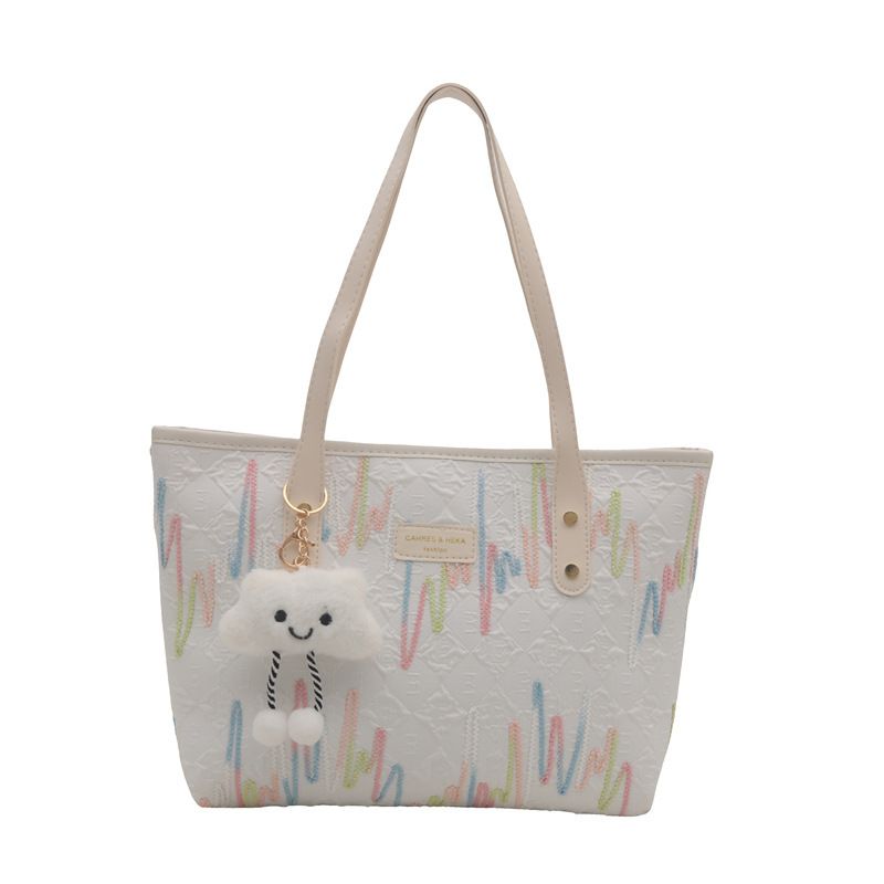 Trendy Large-Capacity Tote Bag for Women 2024 – Minimalist Design with Cute Pendant, Stylish Shoulder Bag for Work and Commute