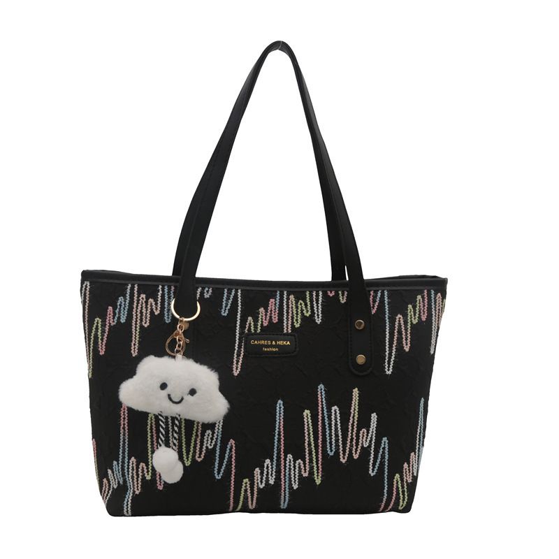 Trendy Large-Capacity Tote Bag for Women 2024 – Minimalist Design with Cute Pendant, Stylish Shoulder Bag for Work and Commute