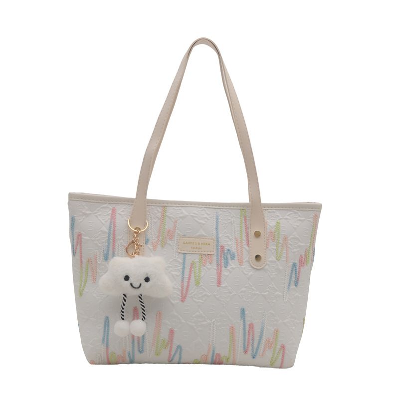 Trendy Large-Capacity Tote Bag for Women 2024 – Minimalist Design with Cute Pendant, Stylish Shoulder Bag for Work and Commute
