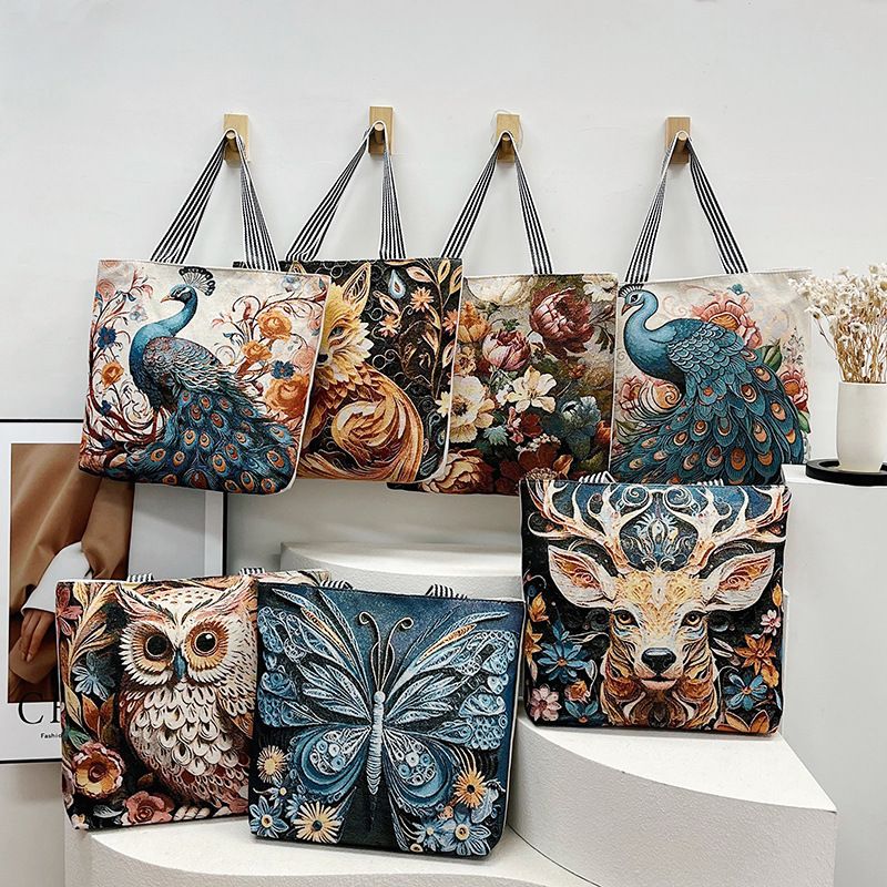 New Fall Collection Bag – Ethnic Style 3D Embroidered Butterfly Canvas Bag for Women, Embroidery Craft Large Tote Bag