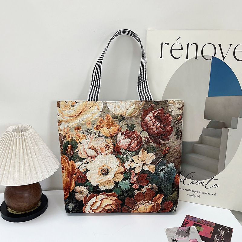 New Fall Collection Bag – Ethnic Style 3D Embroidered Butterfly Canvas Bag for Women, Embroidery Craft Large Tote Bag