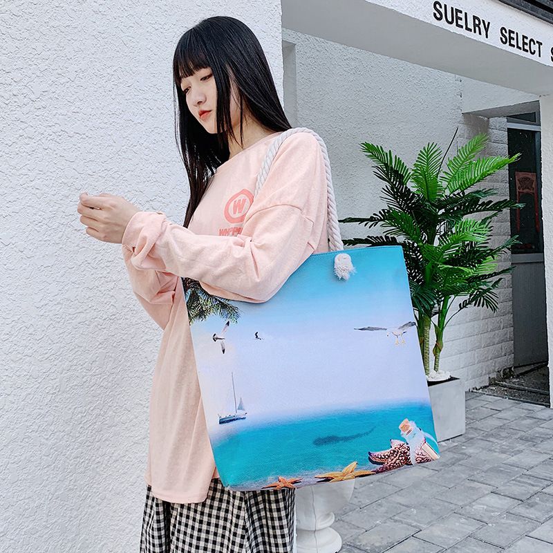 New Beach Bag – New Linen Shoulder Bag for the Beach, Simple and Stylish Canvas Bag