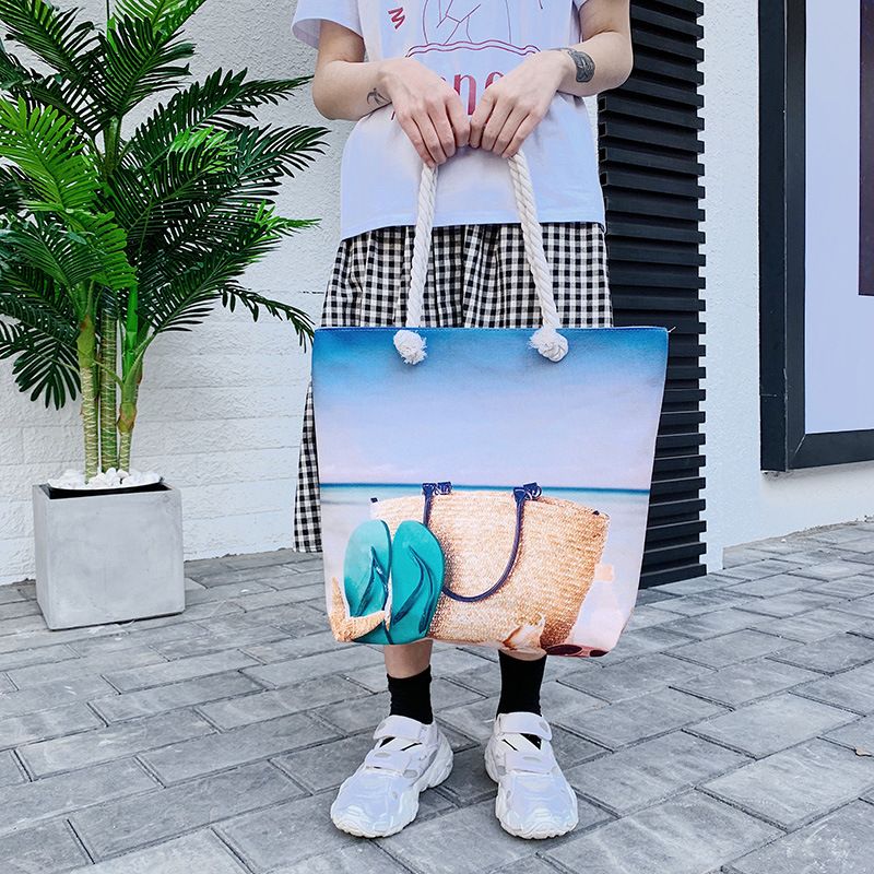 New Beach Bag – New Linen Shoulder Bag for the Beach, Simple and Stylish Canvas Bag