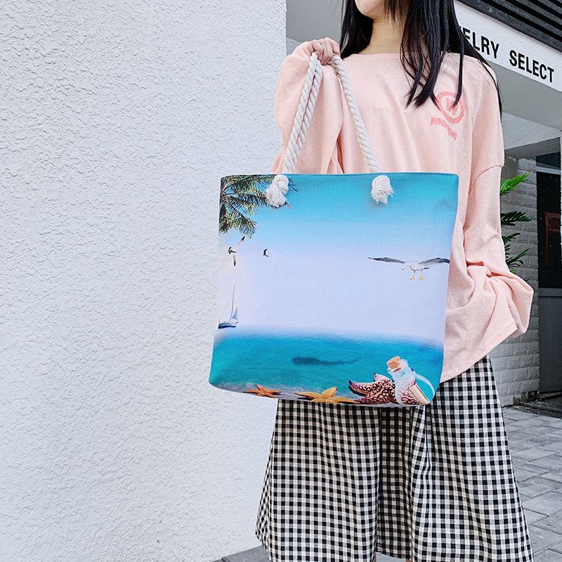 New Beach Bag – New Linen Shoulder Bag for the Beach, Simple and Stylish Canvas Bag