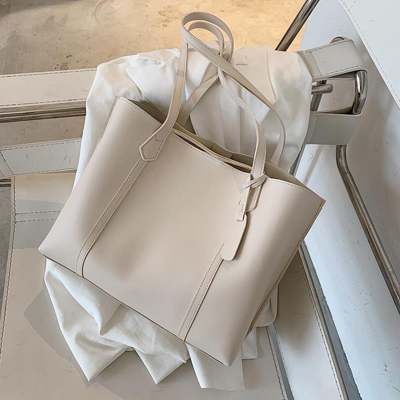 Large-Capacity Women's Bag – New Trendy Influencer Casual Tote Bag, Simple Ins Style Solid Color Shoulder Bag