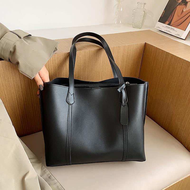 Large-Capacity Women's Bag – New Trendy Influencer Casual Tote Bag, Simple Ins Style Solid Color Shoulder Bag