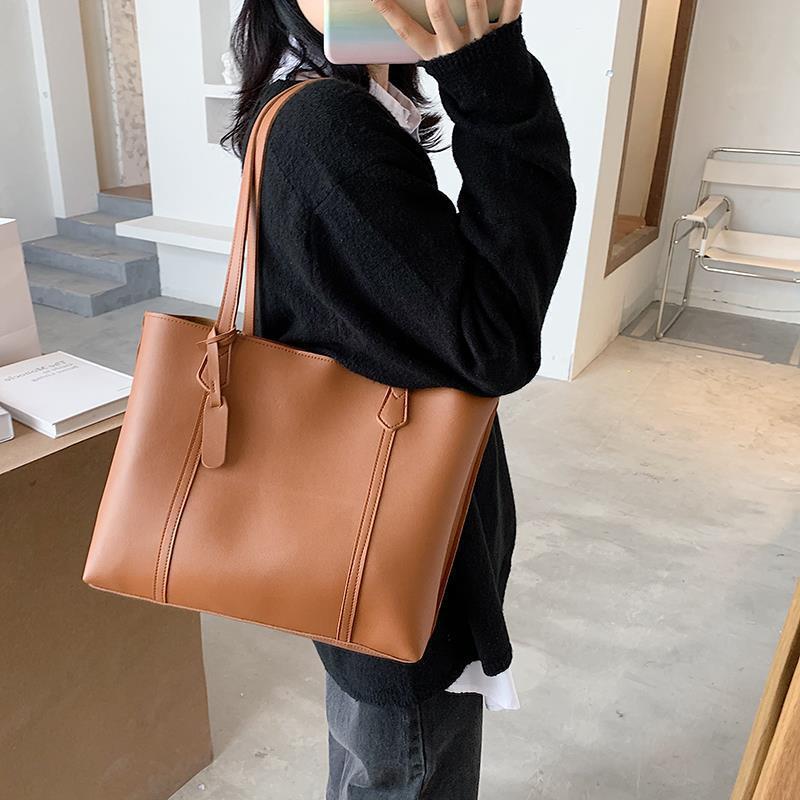 Large-Capacity Women's Bag – New Trendy Influencer Casual Tote Bag, Simple Ins Style Solid Color Shoulder Bag