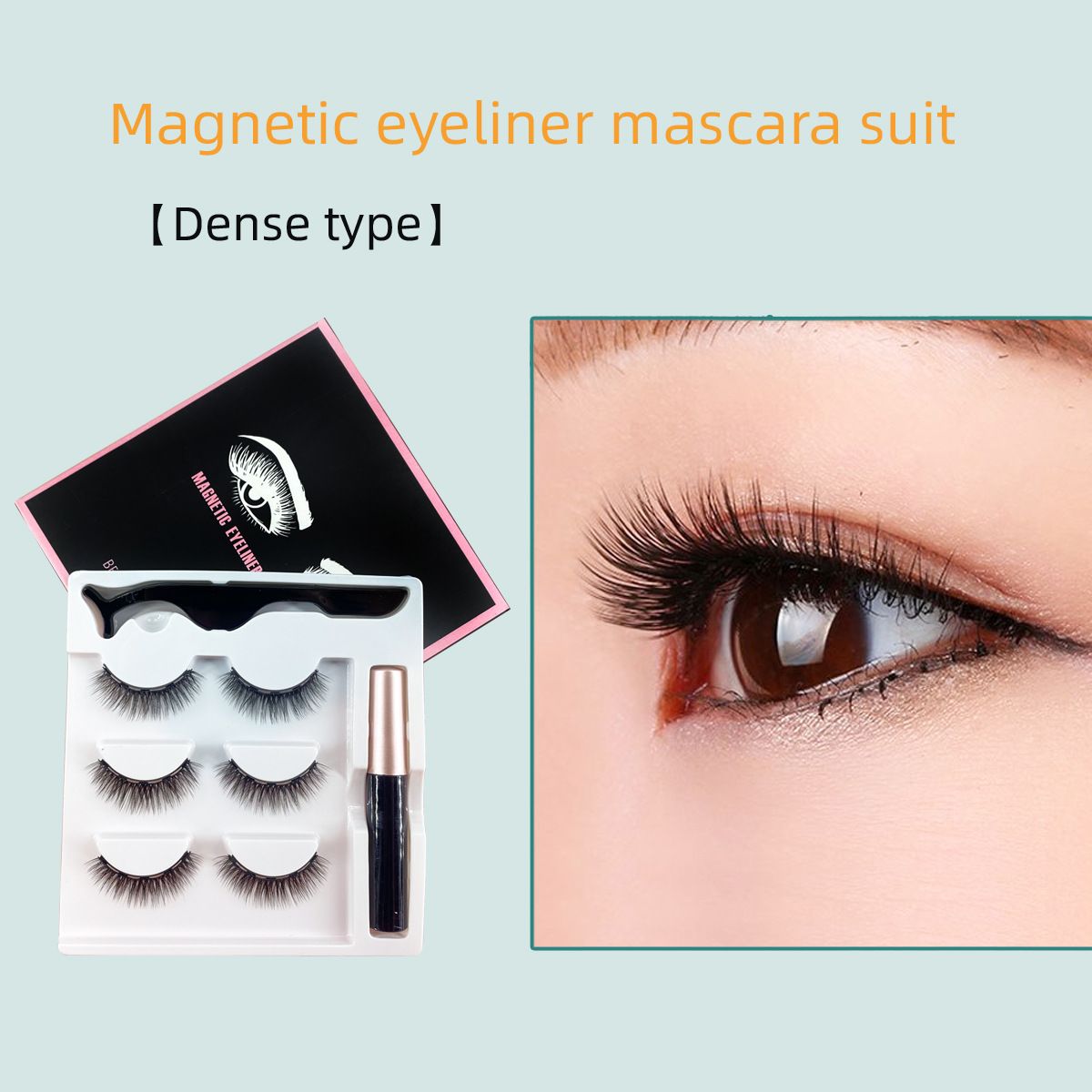 3 Pairs Magnetic Eyelashes set Magnet Liquid Eyeliner&amp; Magnetic Lashes &amp; Tweezer Set Makeup False Eyelashes Makeup Kit