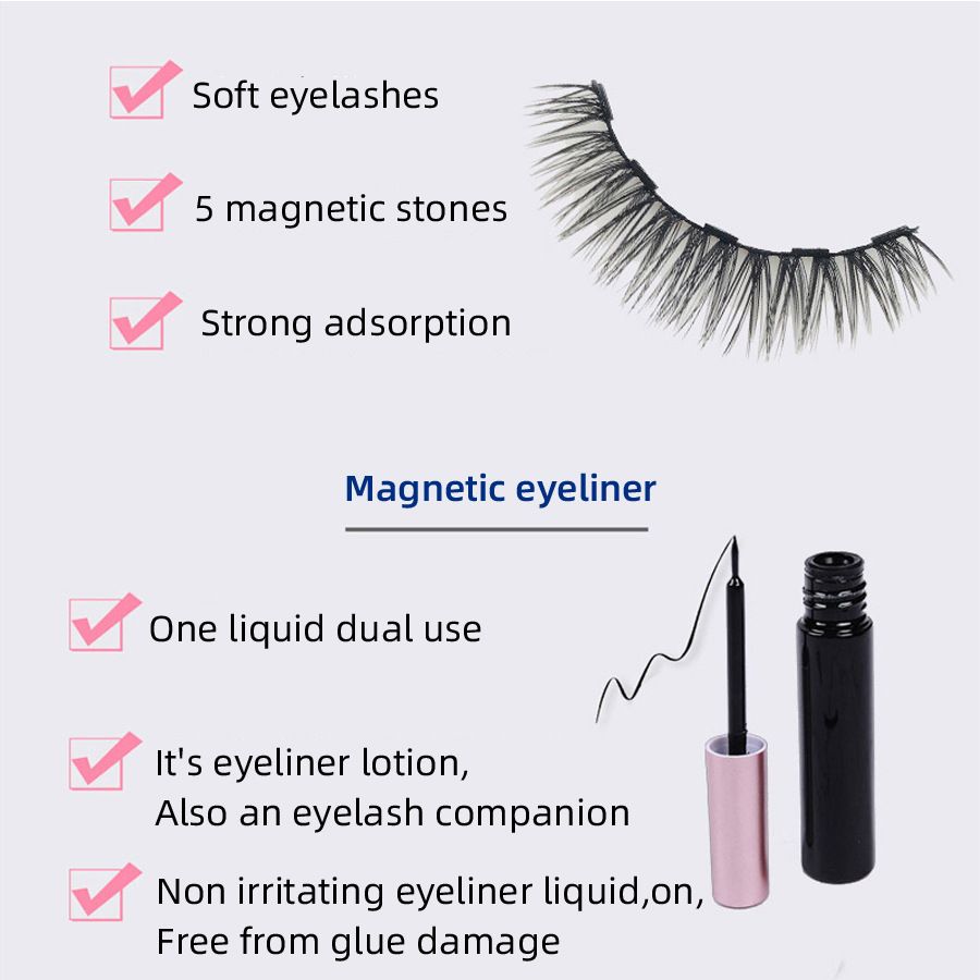3 Pairs Magnetic Eyelashes set Magnet Liquid Eyeliner&amp; Magnetic Lashes &amp; Tweezer Set Makeup False Eyelashes Makeup Kit